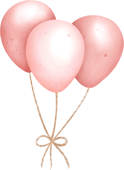 Pink Balloons Party Watercolor